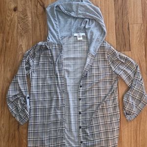 Grey flannel hoodie/pullover